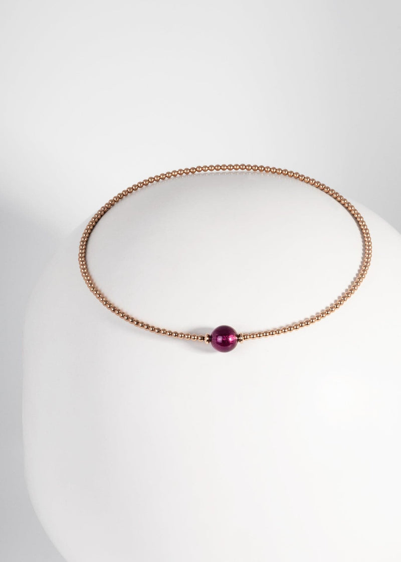 Liliflo, marque de bijoux Suisse : Collier Tango Rose - verre de murano Pourpre