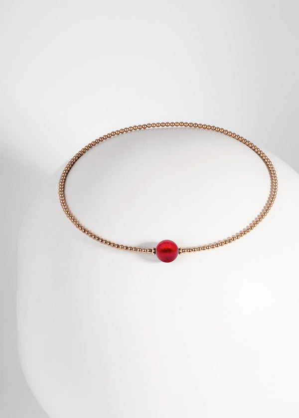 Liliflo - Bijoux modulables Swiss made - Collier rond Tango Murano Rouge en couleur or rose