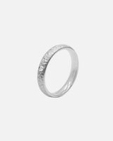 Liliflo - Ring und Ehering - Frau Dune gehämmert 3,5 mm aus recyceltem Weissgold 18 Karat und 3 Diamanten