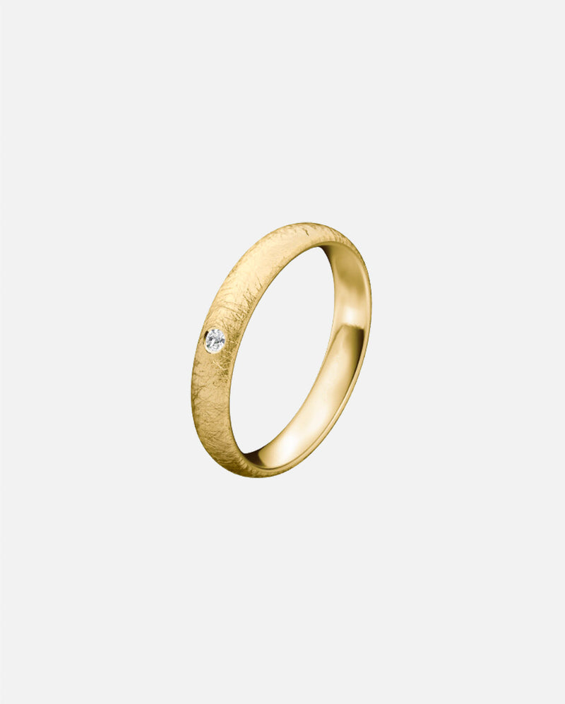 Liliflo - Ehering Frau 3 Diamanten Gelbgold Horizont 4,5 mm - Effekt Eismatt oder Ice matt