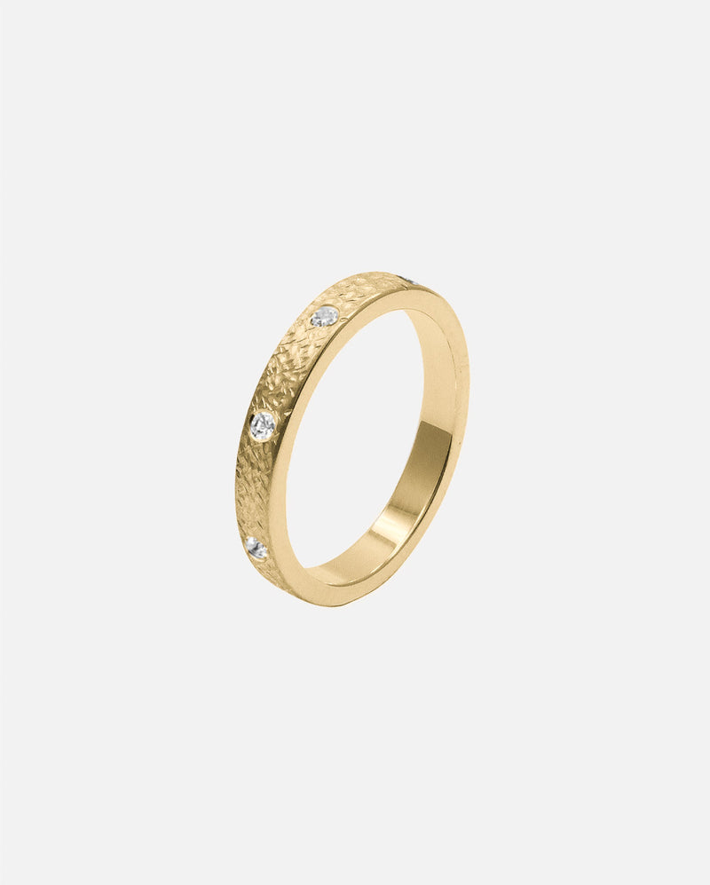 Liliflo - Ring und Ehering - Frau Zephyr gehämmert 2,5 mm aus 18 Karat recyceltem Gelbgold mit 8 Diamanten