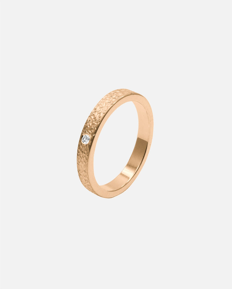 Liliflo - Ring und Ehering - Frau Zephyr gehämmert 2,5 mm aus recyceltem Roségold 18 Karat und 3 Diamanten