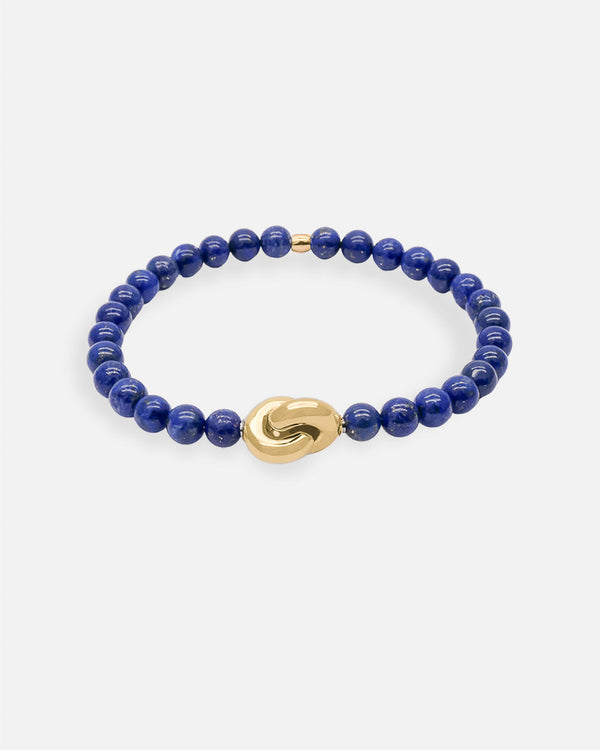 Liliflo - bijoux modulables Swiss made - bracelet lapis lazuli  - Lien Eternité en or jaune 18 cts