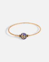 Liliflo_bijoux modulables swiss made_bracelet Milonga en simple tour_couleur rose avec un Murano Aube  de couleur bleu nuit avec feuille d’or
