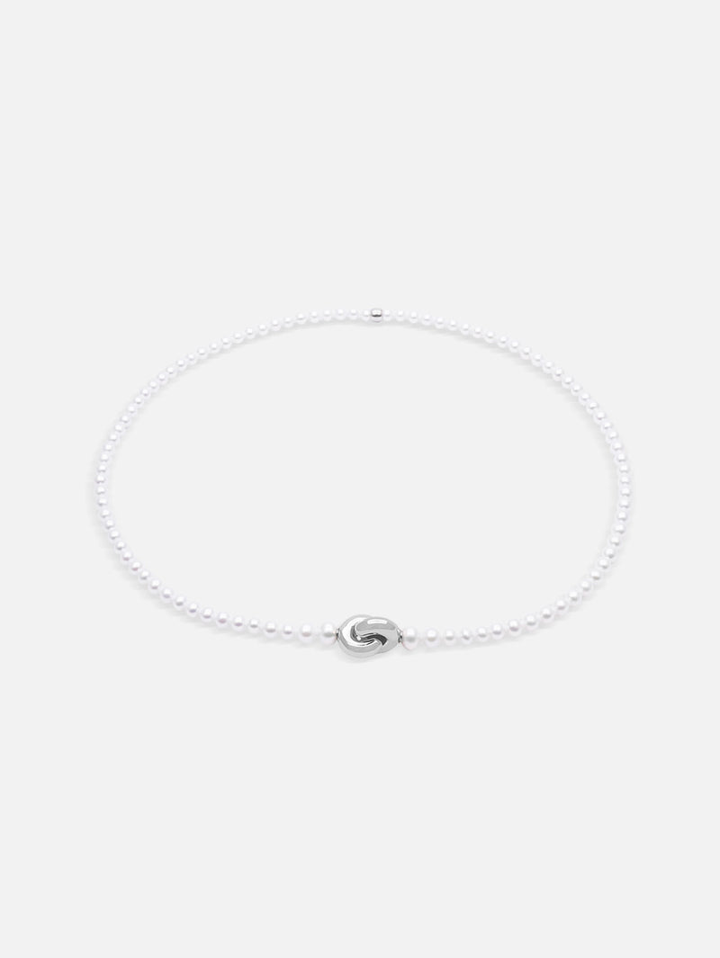 Liliflo - Bijoux swiss made - collier en perle 3 mm et lien éternité en or gris recyclé 18 carats