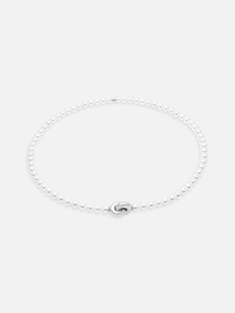 Liliflo - Bijoux swiss made - collier en perle 5 mm et lien éternité en or gris recyclé 18 carats