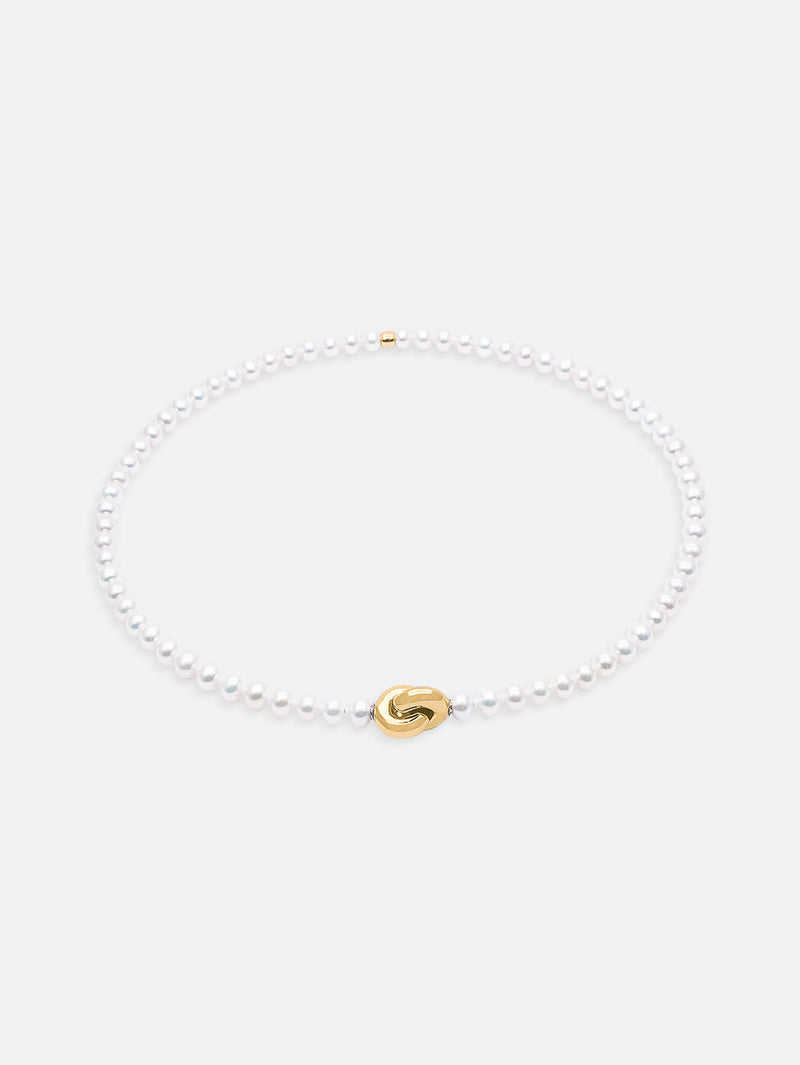 Liliflo - Bijoux swiss made - collier en perle 5 mm et lien éternité en or jaune recyclé 18 carats