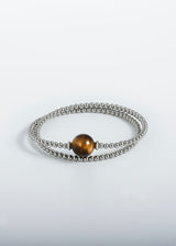 Liliflo, marque de bijoux interchangeable Suisse : Bracelet Tango double tour en couleur naturel - Pierre semi-précieuse oeil de tigre