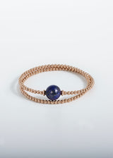 Liliflo, marque de bijoux Suisse : Bracelet Tango Double en couleur or rose - Pierre semi-précieuse Lapis lazuli