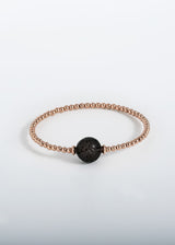 Liliflo, marque de bijoux Suisse : Bracelet Tango simple tour acier rosé - Pierre semi-précieuse Lave