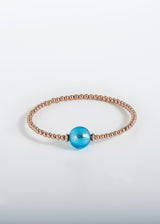 Liliflo, marque de bijoux interchangeable Suisse : Bracelet Tango simple tour en couleur or rose - Verre de Murano Aqua