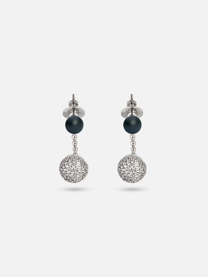 Liliflo - Bijoux modulable Swiss made - Boucles d'oreilles interchangeable en pierre Onyx et pendant zircons