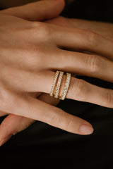 Liliflo - Bijoux Swiss made - Alliance femme or jaune 18 carats bague diamants Santorin 