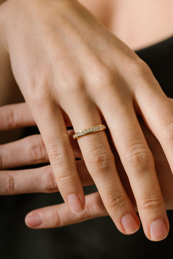 Liliflo - Bijoux Swiss made - Alliance de mariage Venise or jaune recyclé 18 cts avec diamants