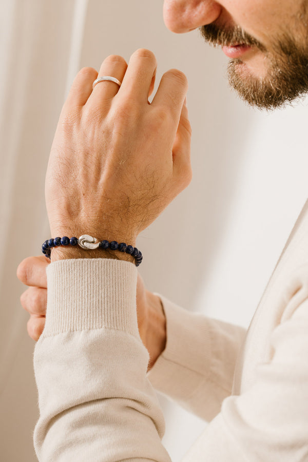 Liliflo - bijoux modulables Swiss made - bracelet homme lapis lazuli  - Acier