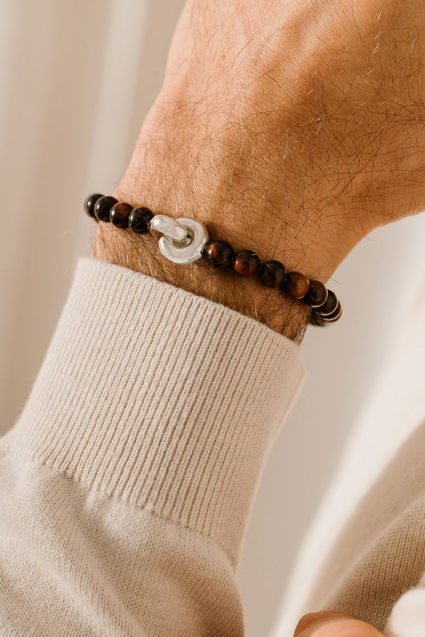 Liliflo - bijoux modulables Swiss made - bracelet Oeil de taureau  - Lien Eternité en acier