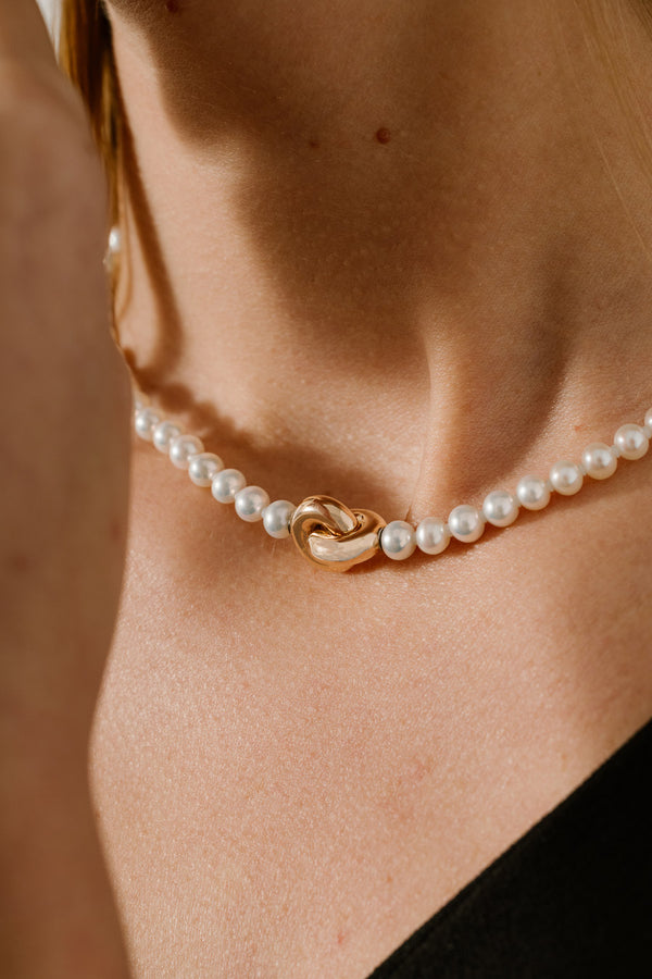 Liliflo - Bijoux swiss made - collier en perle et lien éternité en or rose recyclé 18 carats