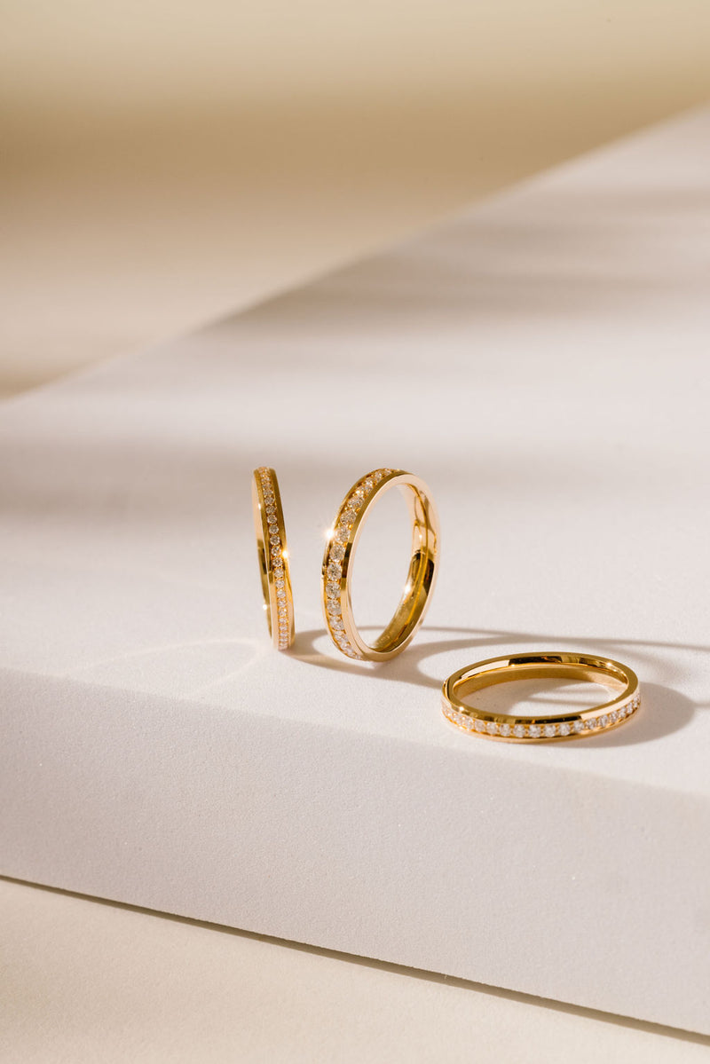 Liliflo - Bijoux Swiss made - Alliance de mariage Venise or jaune recyclé 18 cts avec diamants