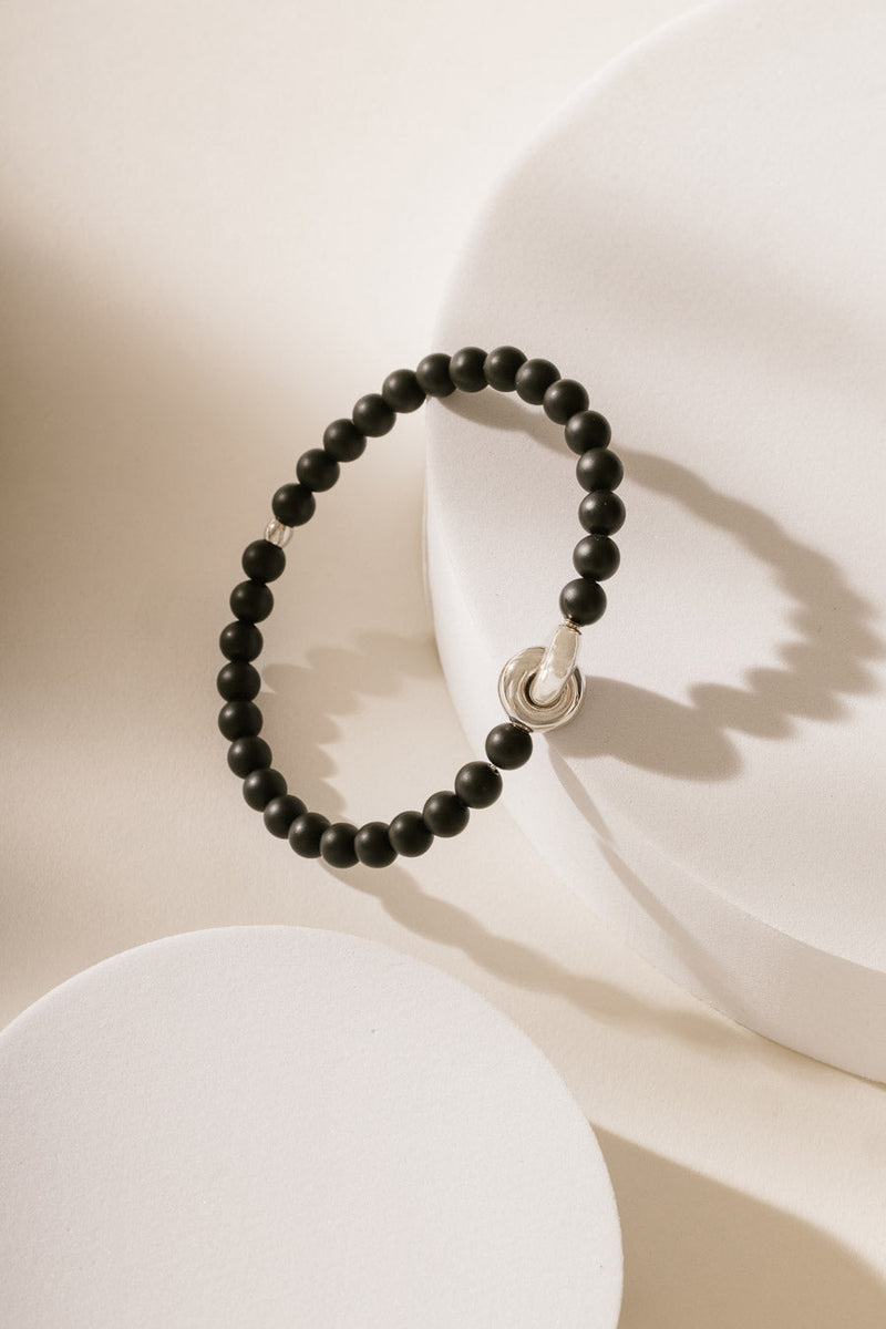 Liliflo - bijoux modulables Swiss made - bracelet Onyx  - Lien Eternité acier