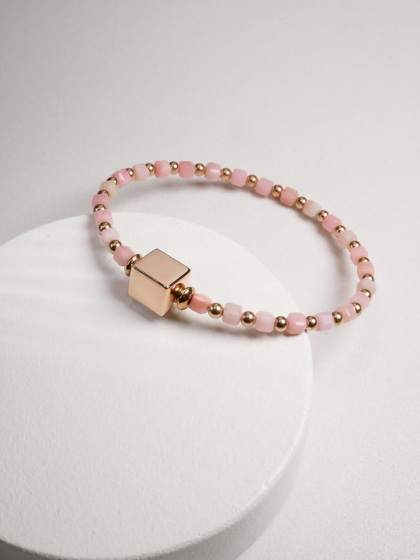 Liliflo - Bijoux modulables Swiss made - Collection Constellation - Bracelet Acier rosé Opale rose -  Lien à graver - Signe du zodiaque