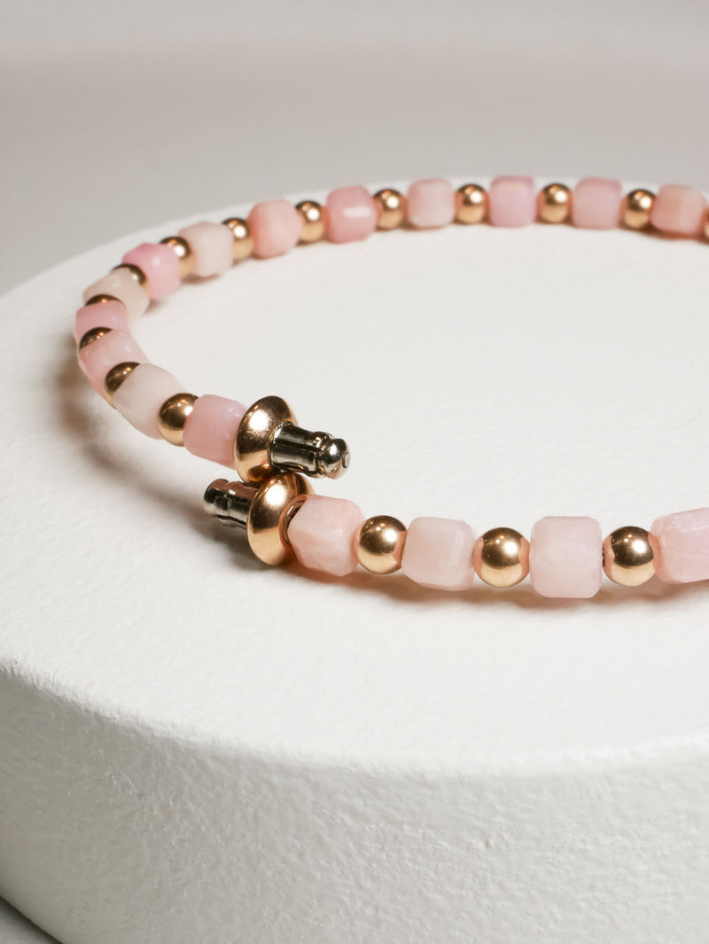 Liliflo - Bijoux modulables Swiss made - Collection Constellation - Bracelet Acier rosé Opale rose 