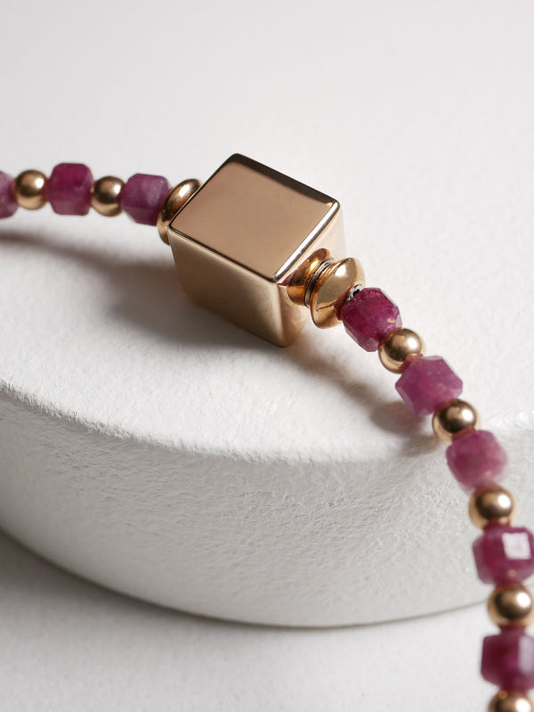 Liliflo - Bijoux modulables Swiss made - Collection Constellation - Bracelet Acier rosé Rubis Opale rose - Lien à graver - Signe du zodiaque