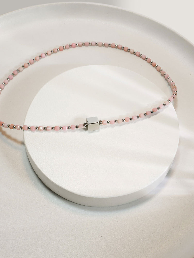 Liliflo - Bijoux modulables Swiss made - Collection Constellation - Collier Acier Opale rose