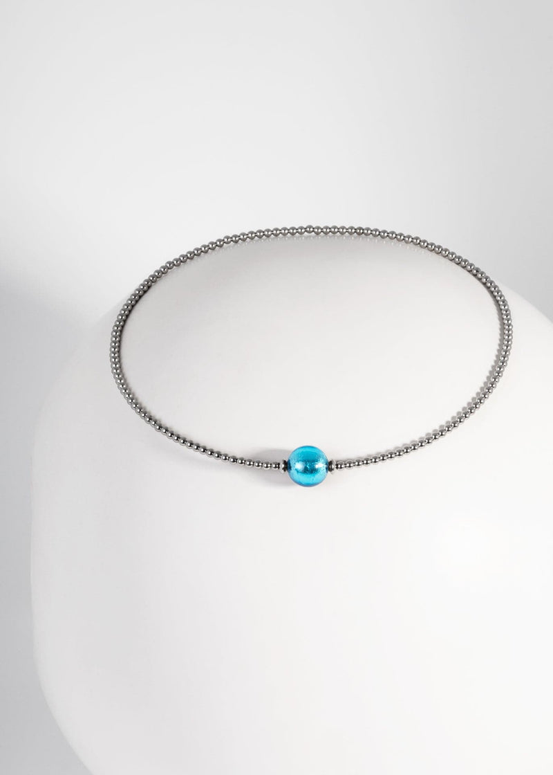 Liliflo, marque de bijoux Suisse : Collier Tango Naturel - verre de murano Aqua