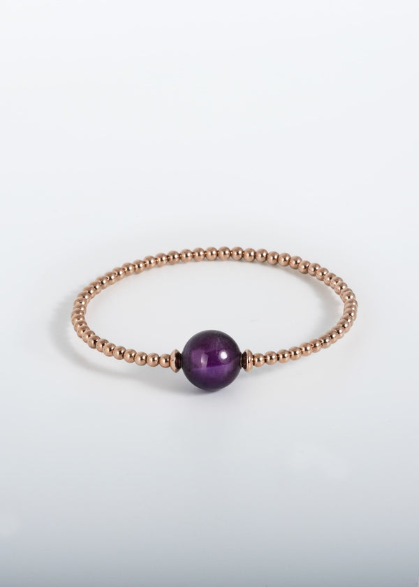 Liliflo, marque de bijoux interchangeable Suisse : Bracelet Tango en couleur or rose - Pierre semi-précieuse Améthyste