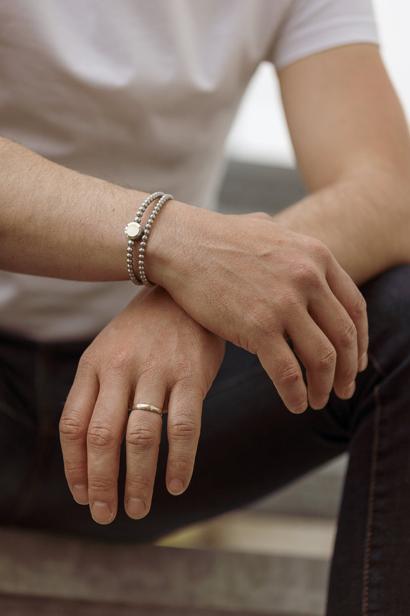 Fyve - marque de bijoux suisse - bracelet interchangeable pour homme - Bracelet Beads Double avec le lien Chip