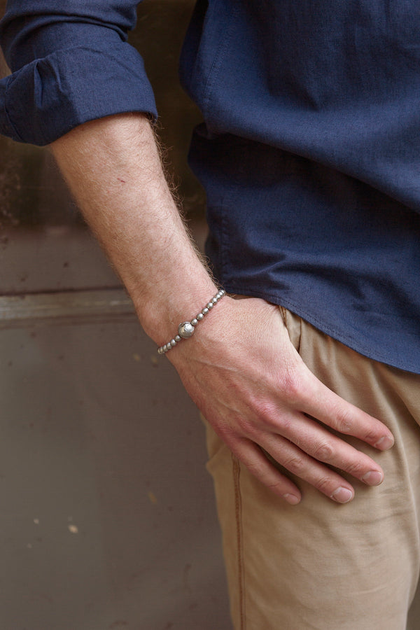 Fyve - marque de bijoux suisse - bracelet interchangeable pour homme - Bracelet Beads avec le lien Globe