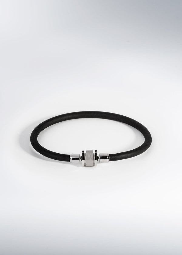 Fyve - Schweizer Schmuckmarke - Herrenarmband - Black Loop mit Zierverschluss Hexagon
