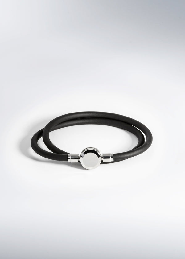 Fyve - marque de bijoux suisse - bracelet pour homme - Black Loop double avec le lien Chip