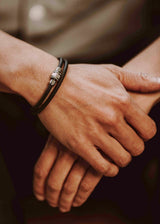 Fyve - marque de bijoux suisse - bracelet interchangeable pour homme - Bracelet Blackloop Double de couleur noir avec le lien Hexagone