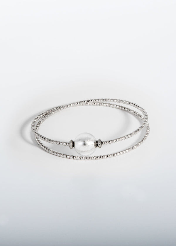 Liliflo, marque de bijoux Suisse : Bracelet Milonga - Naturel - Verre de Murano - Cristal