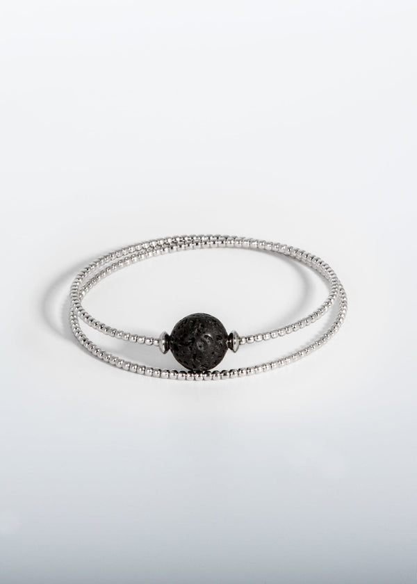 Liliflo, marque de bijoux Suisse : Bracelet Milonga Double - Naturel - Pierre semi-précieuse - Lave