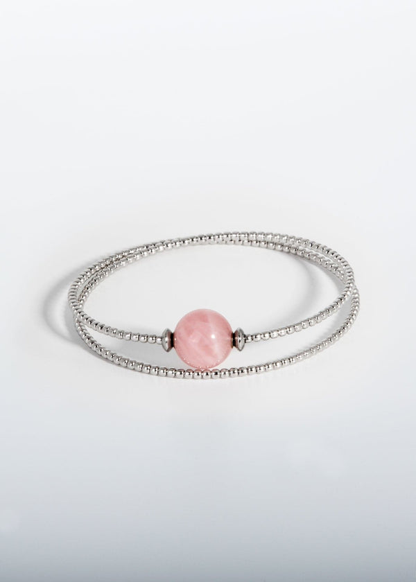 Liliflo, marque de bijoux Suisse : Bracelet Milonga Double - Naturel - Pierre semi-précieuse - Quartz rose