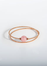 Liliflo, marque de bijoux Suisse : Bracelet Milonga Double - rose - Pierre semi-précieuse - Quartz rose