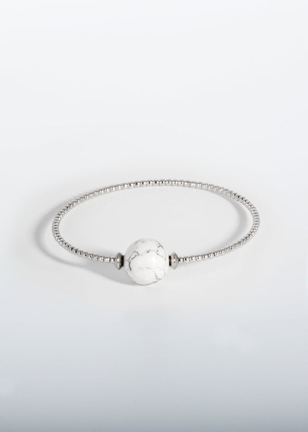 Liliflo, marque de bijoux Suisse : Bracelet Milonga - Naturel - Pierre semi-précieuse - Howlite