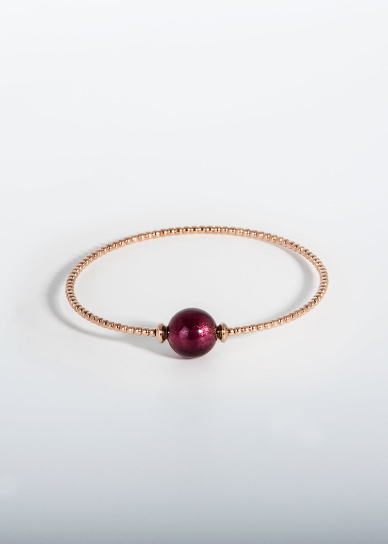 Liliflo, marque de bijoux Suisse : Bracelet Milonga - Rose - Verre de Murano - Pourpre