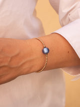 Liliflo, marque de bijoux interchangeable Suisse : Bracelet Tango en couleur or rose - Verre de Murano Neptune