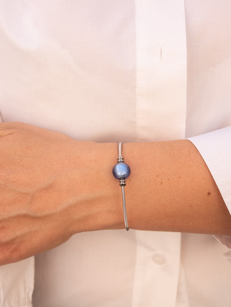 Liliflo, schweizer Schmuckmarke : Armband Twist - natur - Muranoglas Neptun
