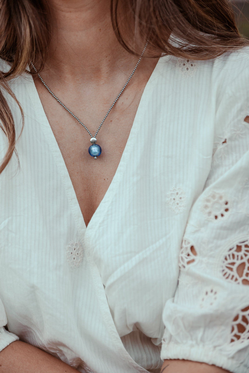Liliflo, marque de bijoux Suisse : collier Milonga - Naturel - Verre de Murano Neptune