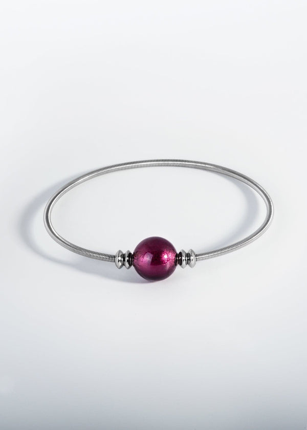Liliflo, schweizerische Marke für austauschbaren Schmuck : Twist-Armband in Naturfarbe - Purpurfarbenes Muranoglas