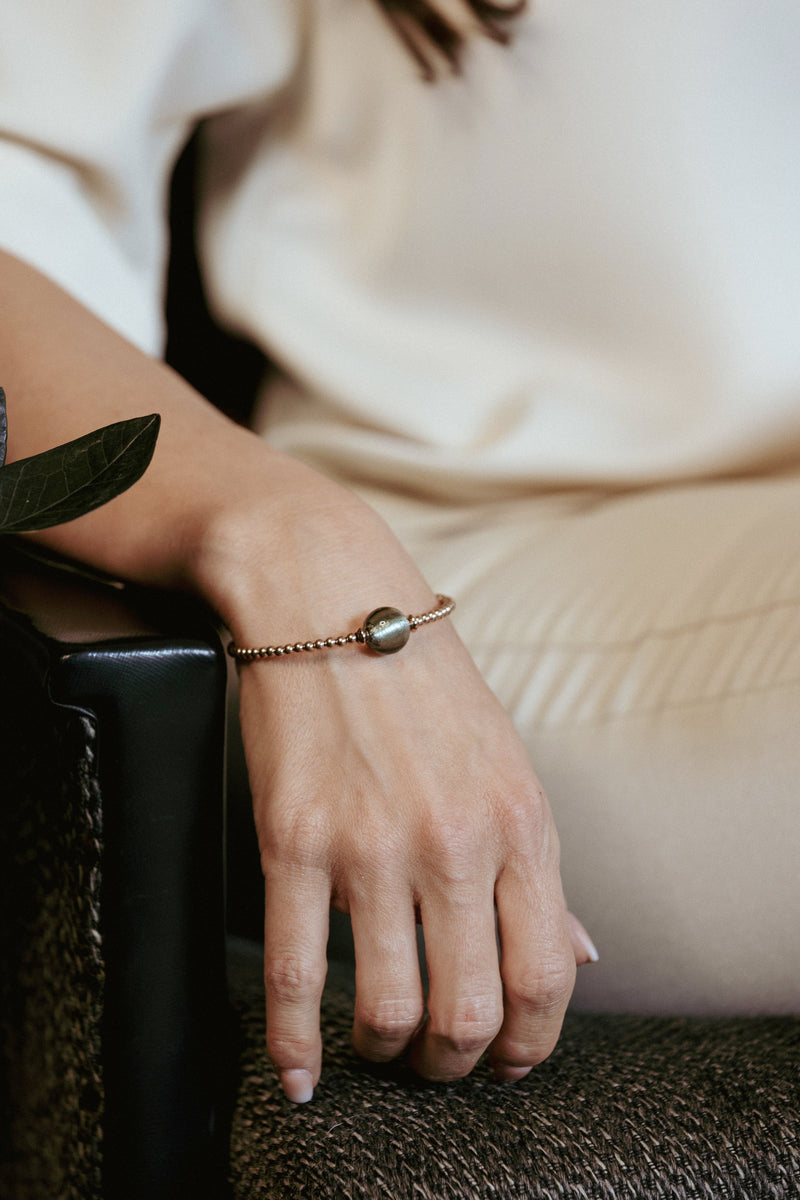 Liliflo, die Schweizer Marke für austauschbaren Schmuck: Armband Tango in der Farbe Roségold - Muranoglas Tahiti
